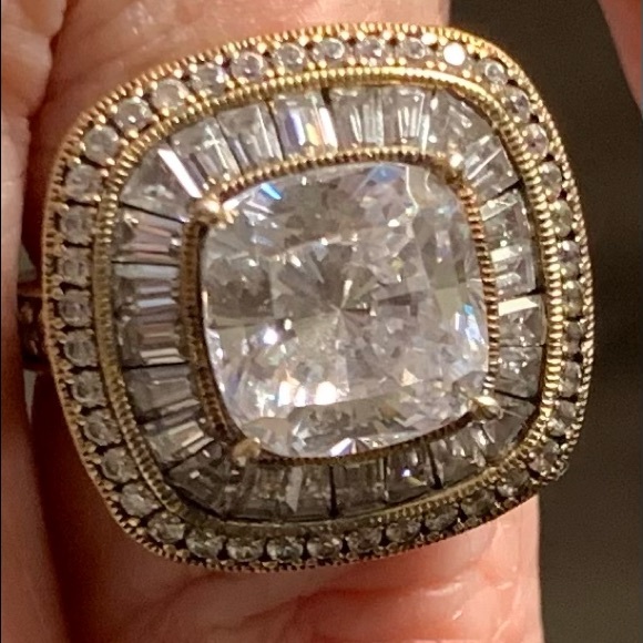 Gorgeous 3K CZ/Baguette/Round Gold over SS Ring - Picture 8 of 15